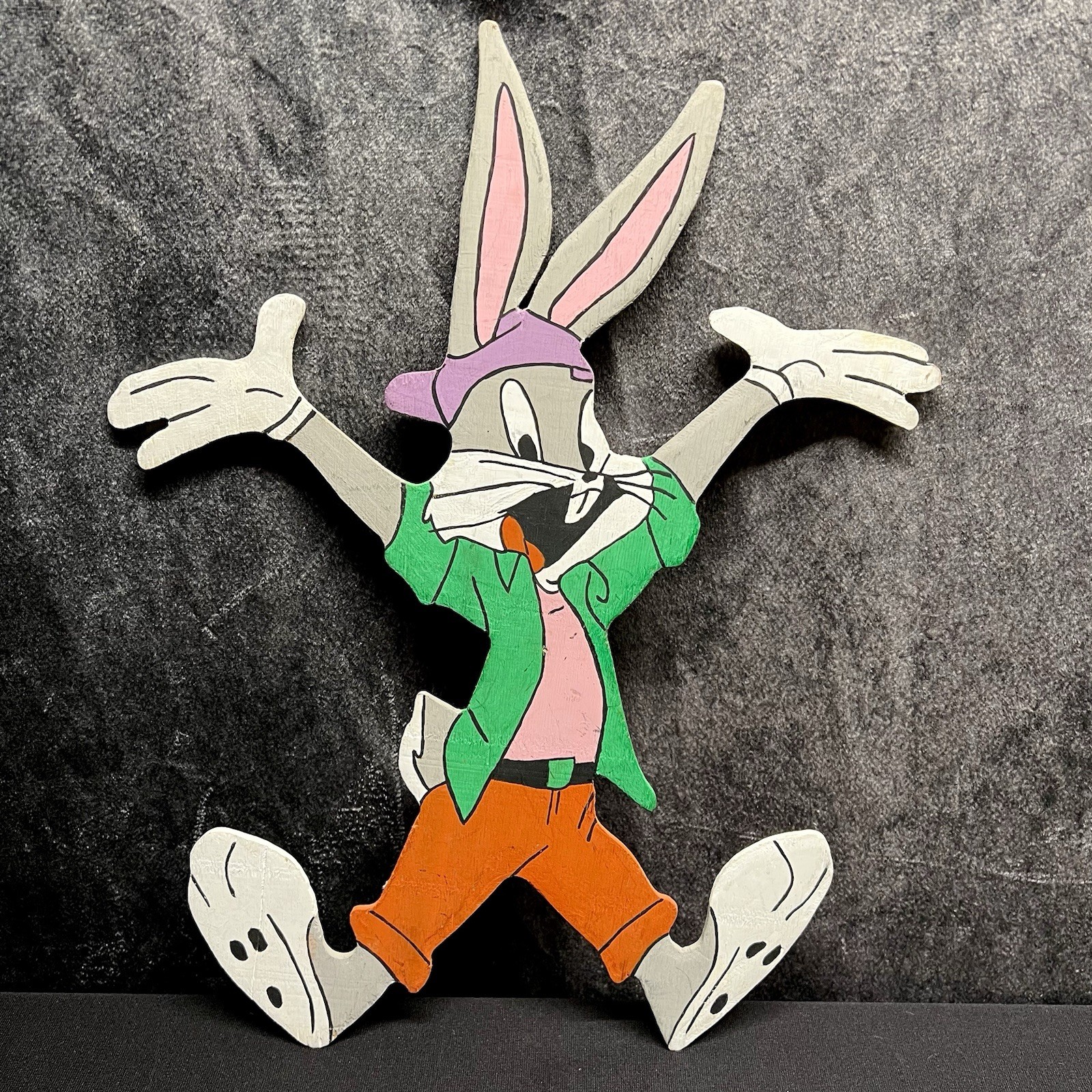Wooden Hand Made Bugs Bunny Shelf Sitter 19” x 14” inches Rare