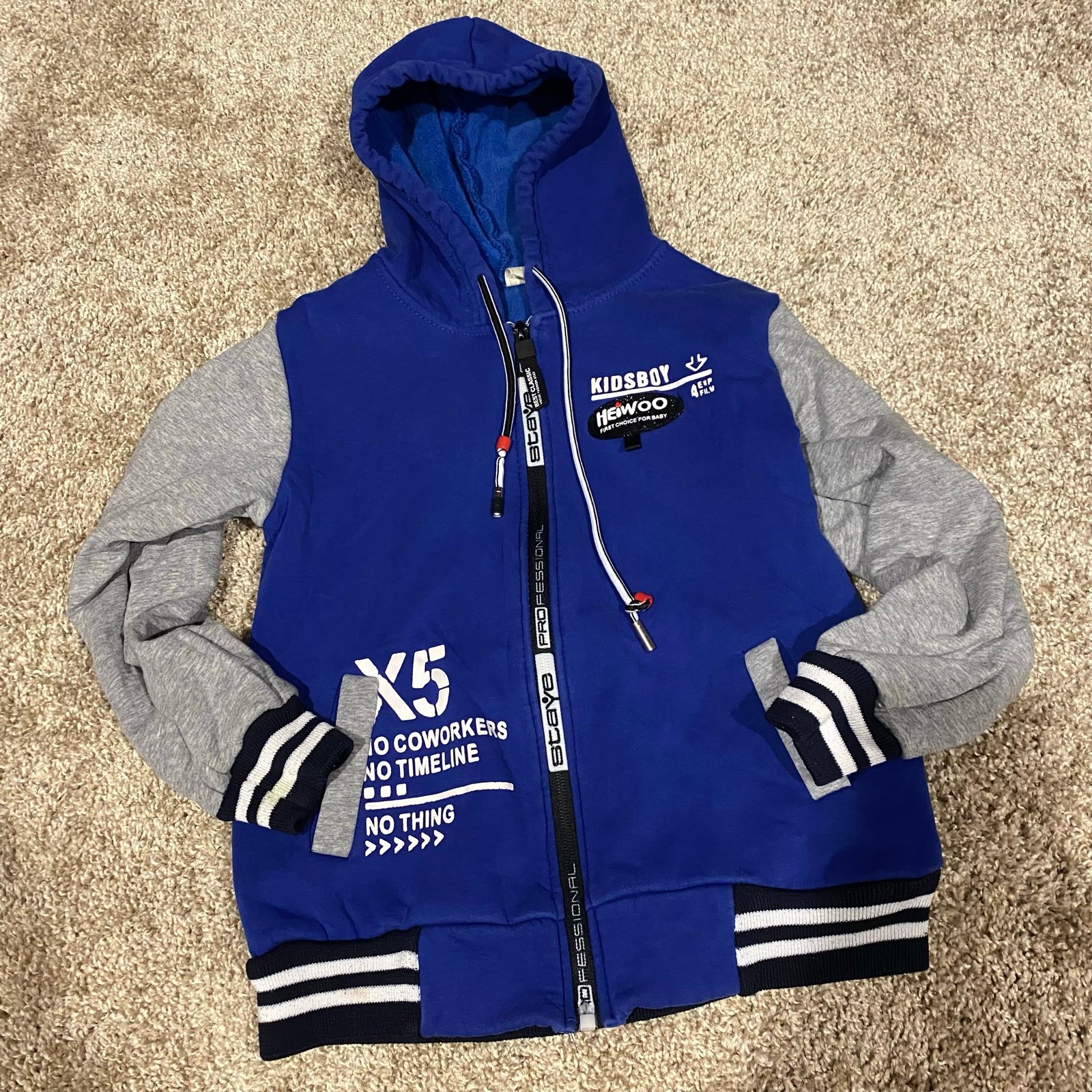 Toddler boy European fashion hoodie zip up sz 6-7