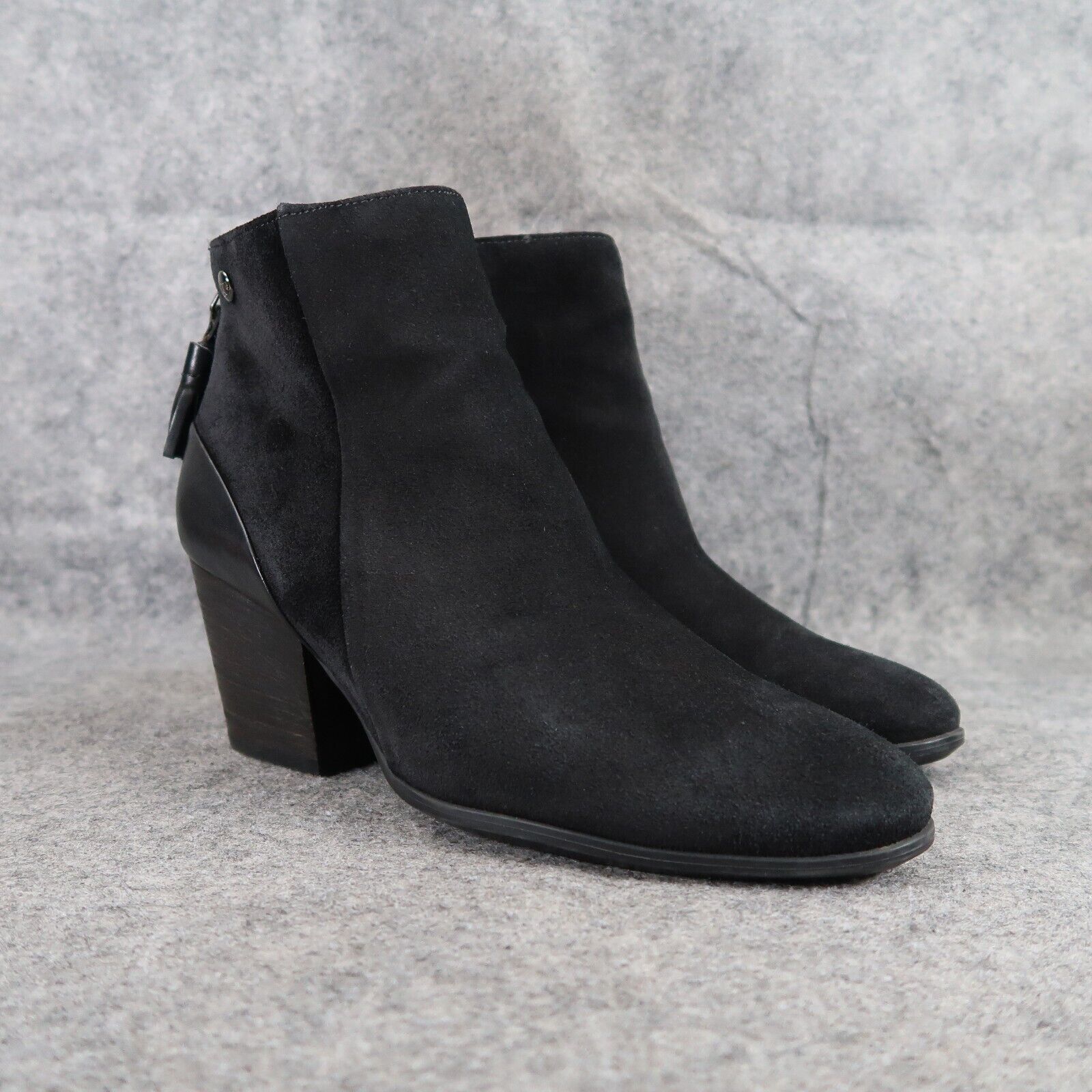 Paul Green Shoes Womens 7.5 Bootie Jada Tassel Black Leather Water Resistant Zip