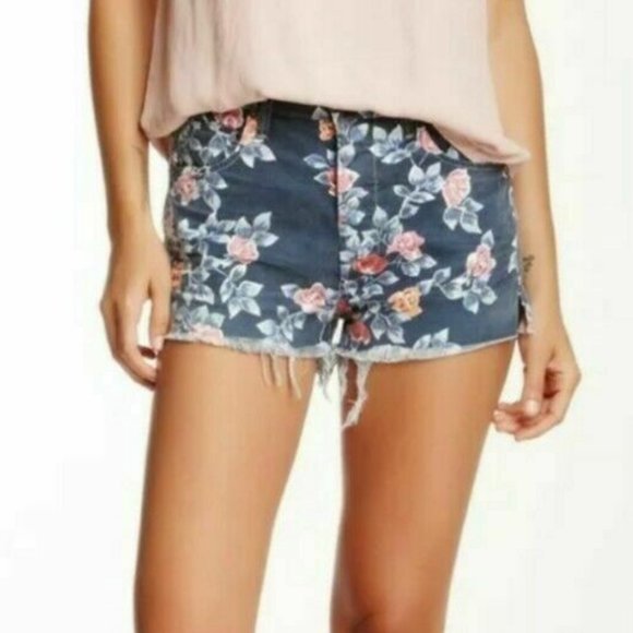 CITIZENS OF HUMANITY CHLOE VINTAGE FLORAL PRINTED STRETCH-DENIM SHORTS 26