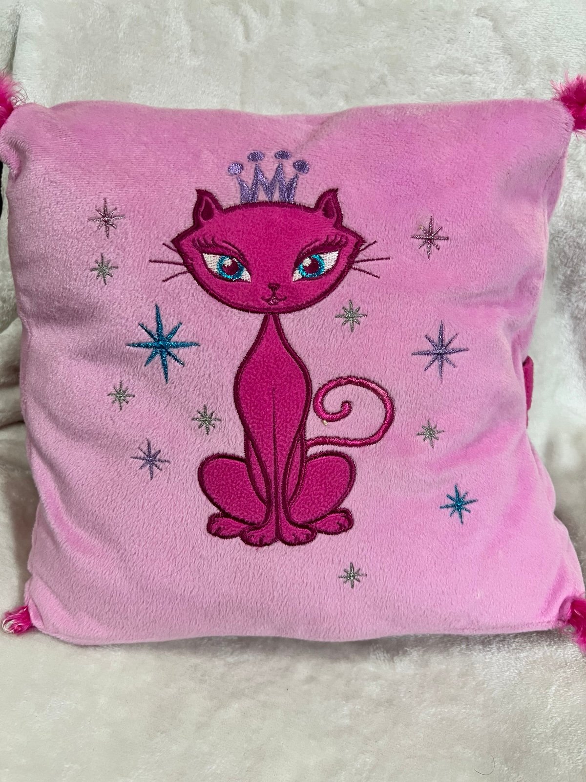 Vintage elusive Y2K pink cat pillow HTF