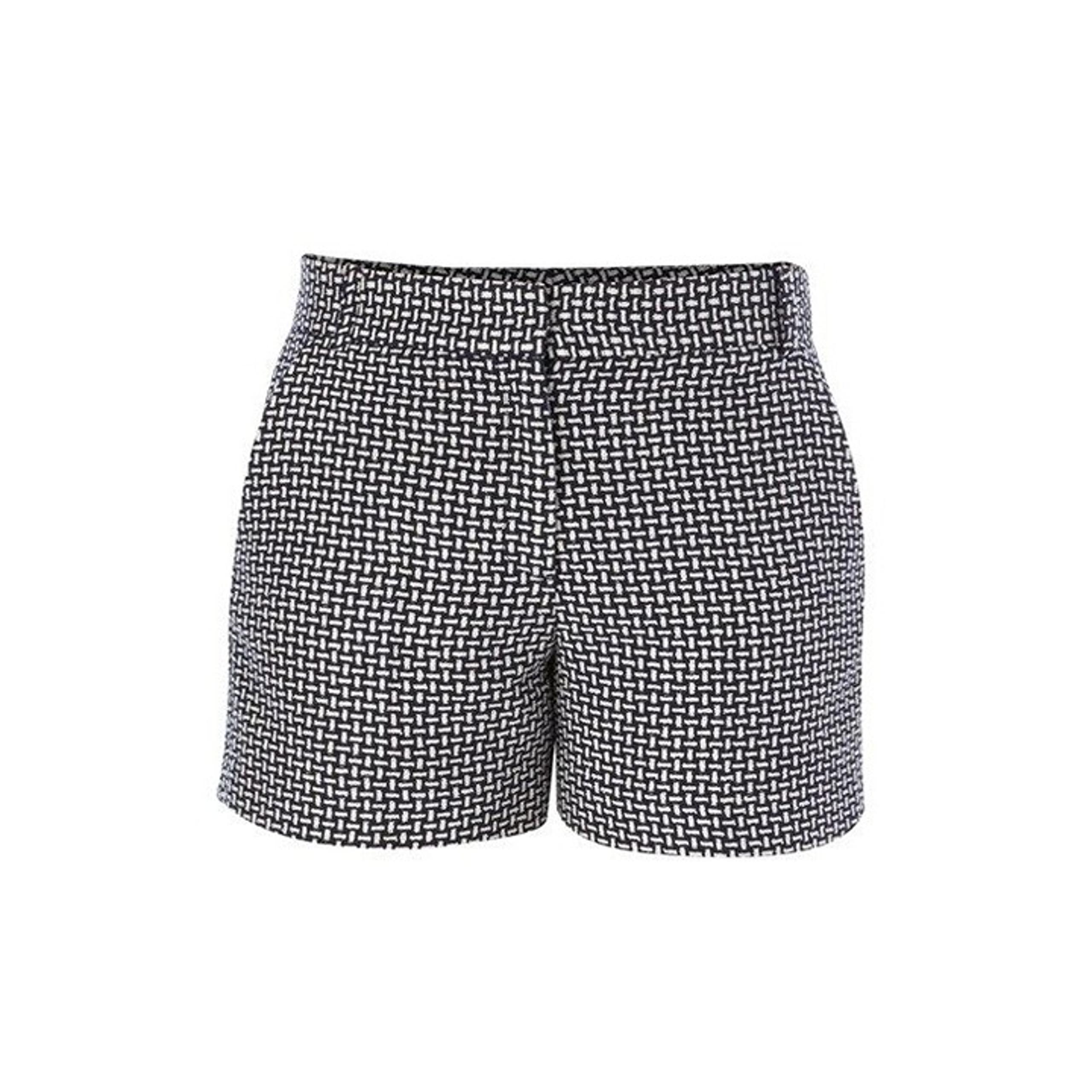 French Connection Bonser Check Shorts Size 8  Navy Blue and White High Rise