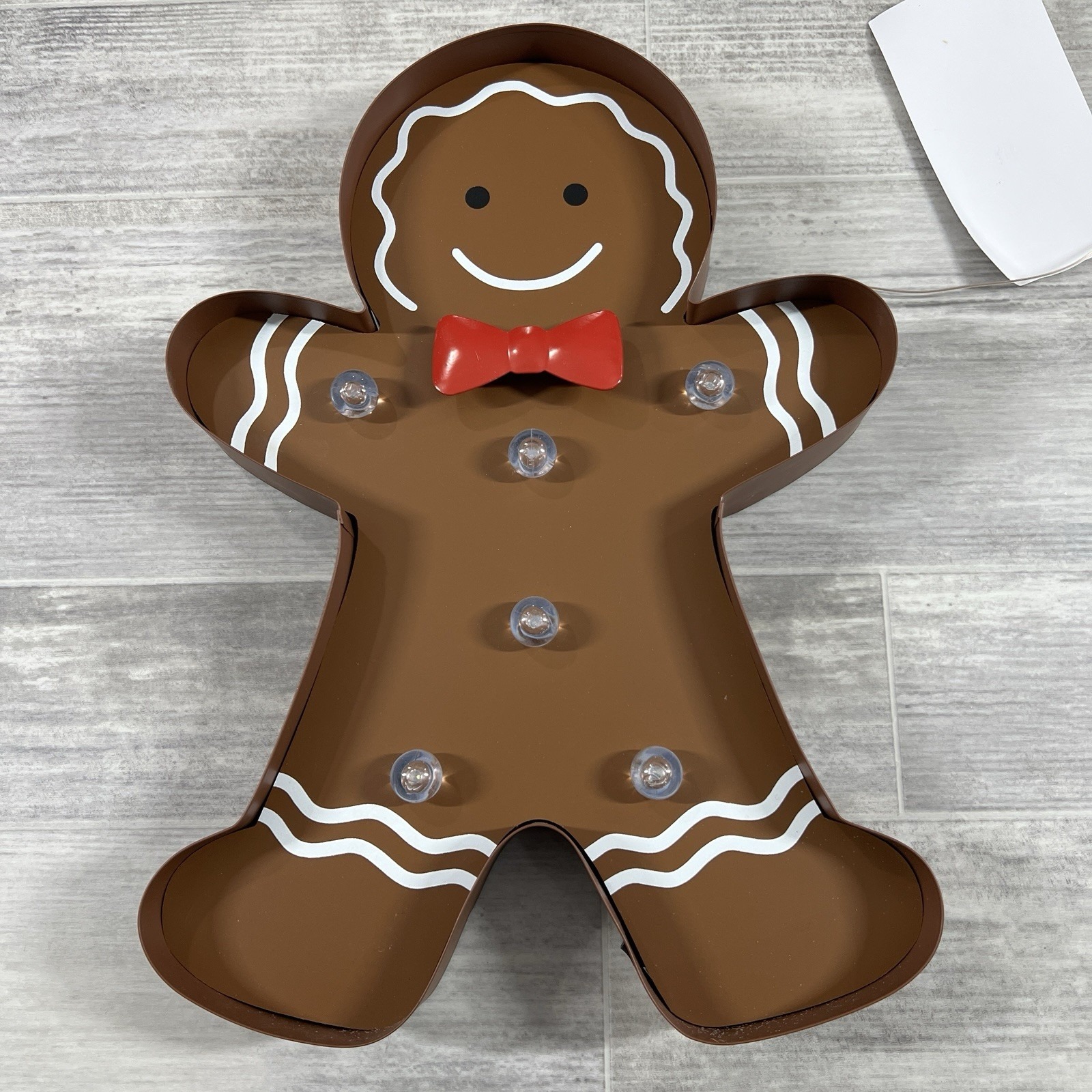 16 Metal Light-up Gingerbread Man Marquee Lights Christmas Tabletop Sign Figure