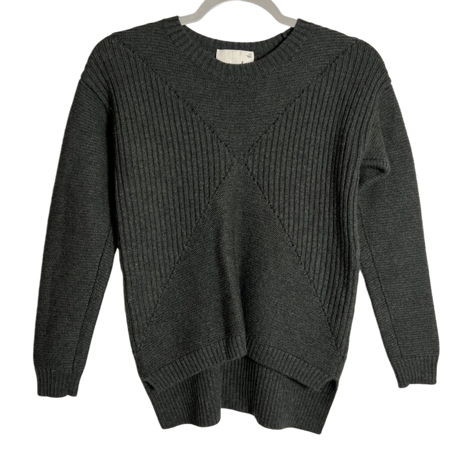 Aritzia Wilfred Free Isabelli Merino Wool Sweater SIZE S Dark Gray Waffle Knit