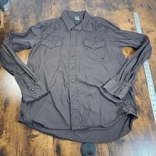 Southern Thread Shirt Mens Large Brown Pearl Snap Long Sleeve Western Cowboy