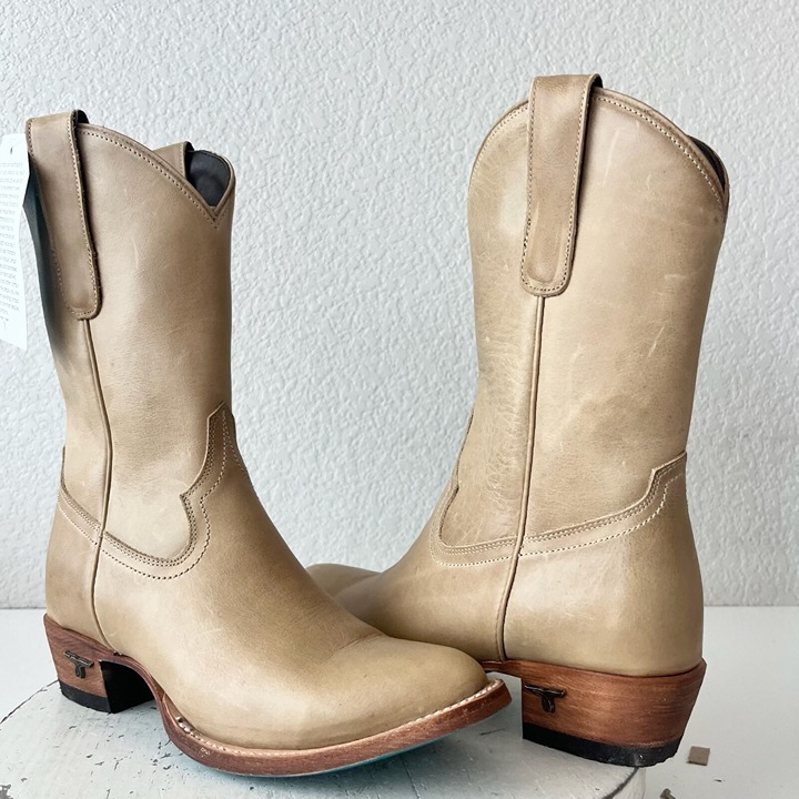 Lane PLAIN JANE Midi Boots Womens Cowboy Booties 7.5 Western Tan Cowgirl Short