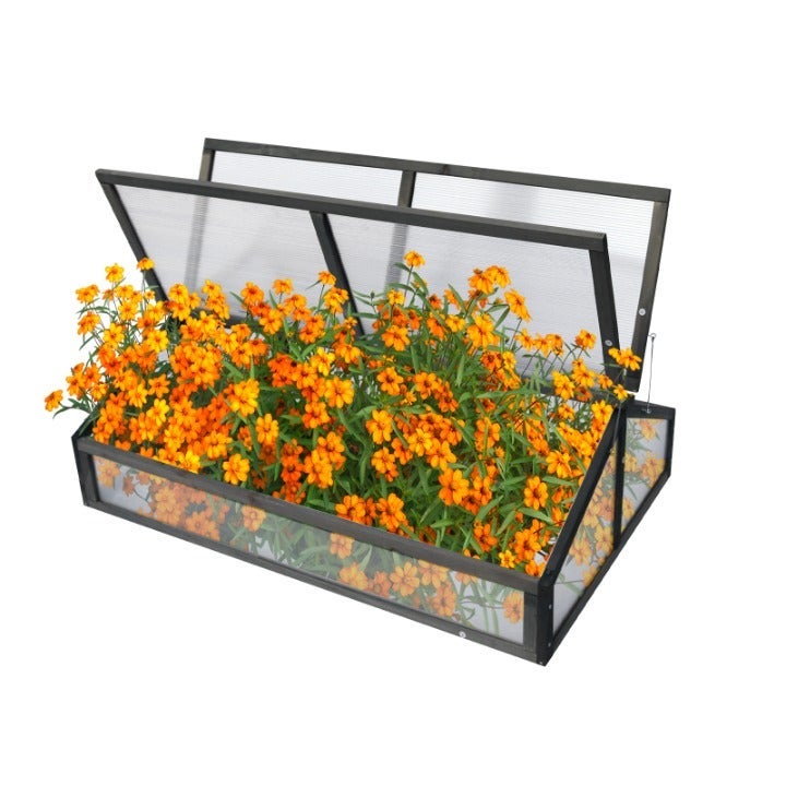 Wood Cold Frame Greenhouse Indoor Outdoor Raised Planter Box Protection 47X31X15