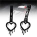 New 2PCS Drip Heart Shaped Black JDM TSURIKAWA Handle Black Strap Charm Drift