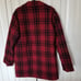 Vintage Haband wool buffalo plaid check button coat quilt lined M L black red