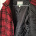 Vintage Haband wool buffalo plaid check button coat quilt lined M L black red