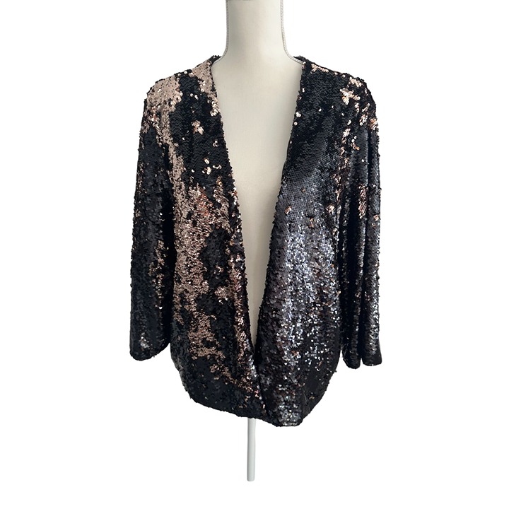 TORRID Reversible Black Metallic Sequin Blazer Jacket Size 3X/4X