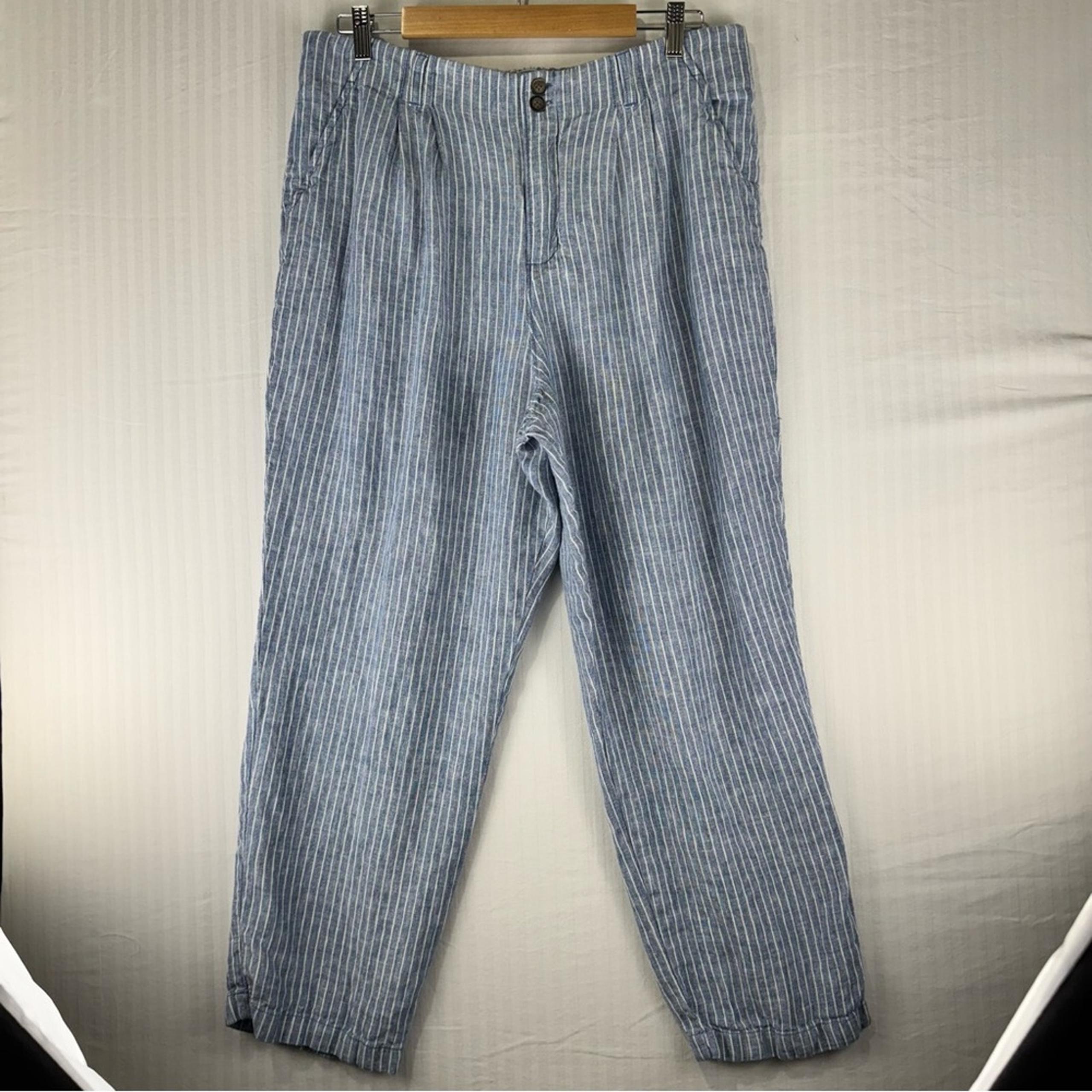 Garnet Hill %100 European Flax Linen Straight-Leg Trouser Pants Women’s Size 16