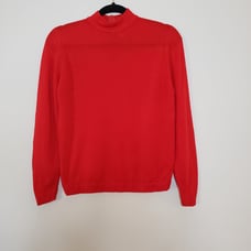 Vintage Pendleton Mock Neck Virgin Wool Sweater Red Zip Back Closure Size 38