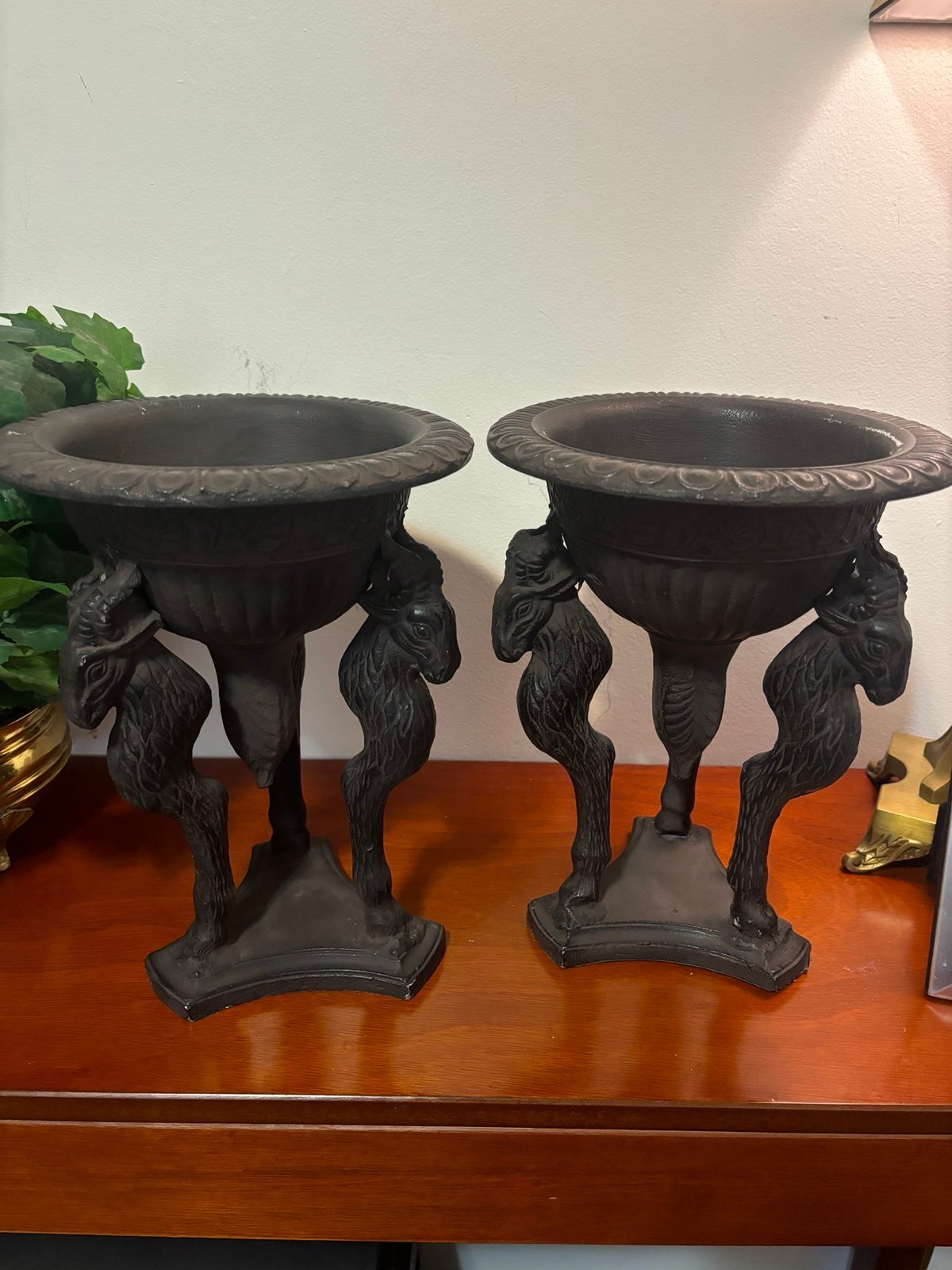 Decorative 11 Ram-Head Cast Iron Planter – Neoclassical Style, JJI Design Inc