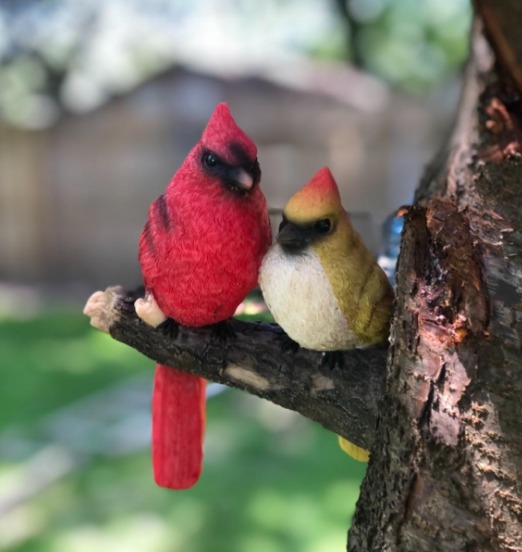 'Pair of Cardinals' Tree Hugger - Yard Decor - Whimsical Tree Birds Sculpture