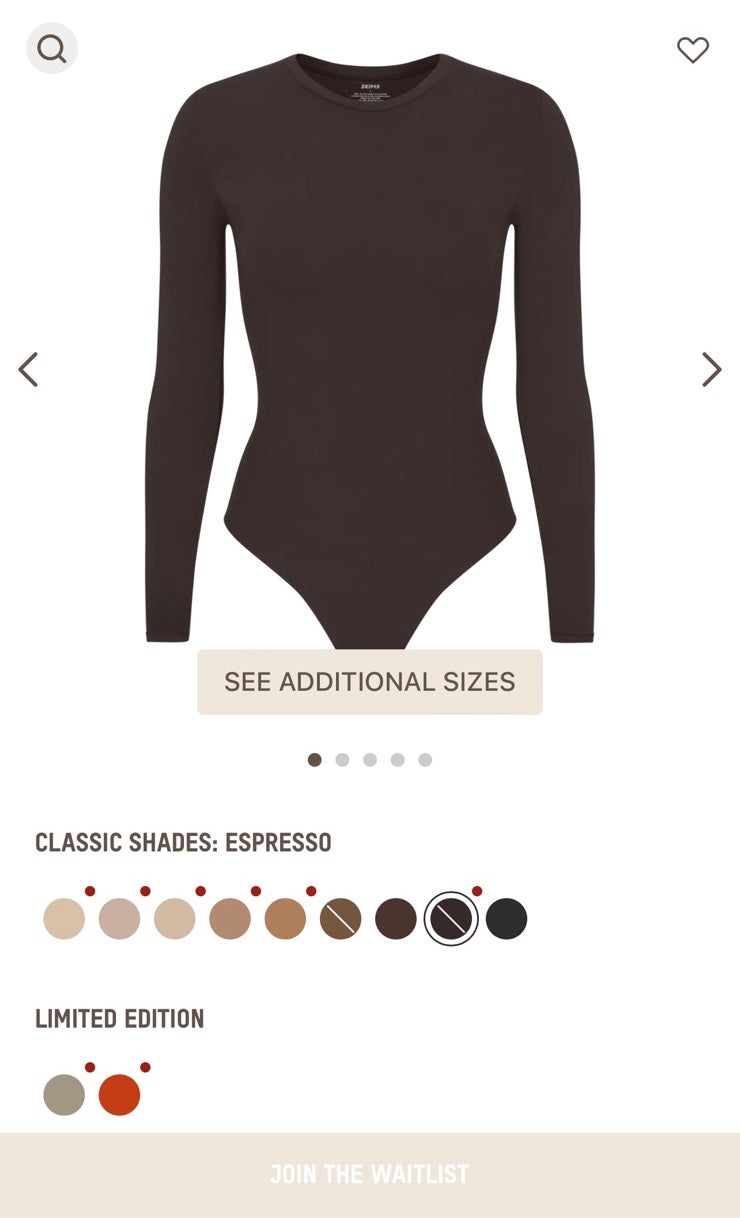 Skims Fits Everybody Bodysuit Espresso