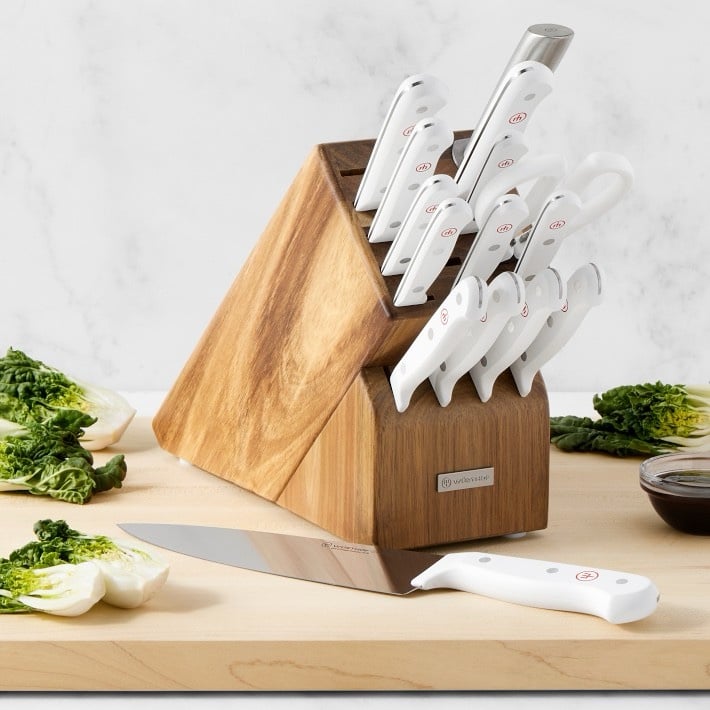 WÜSTHOF Gourmet 16-Piece Knife Block Set Acacia Wood.-white set.