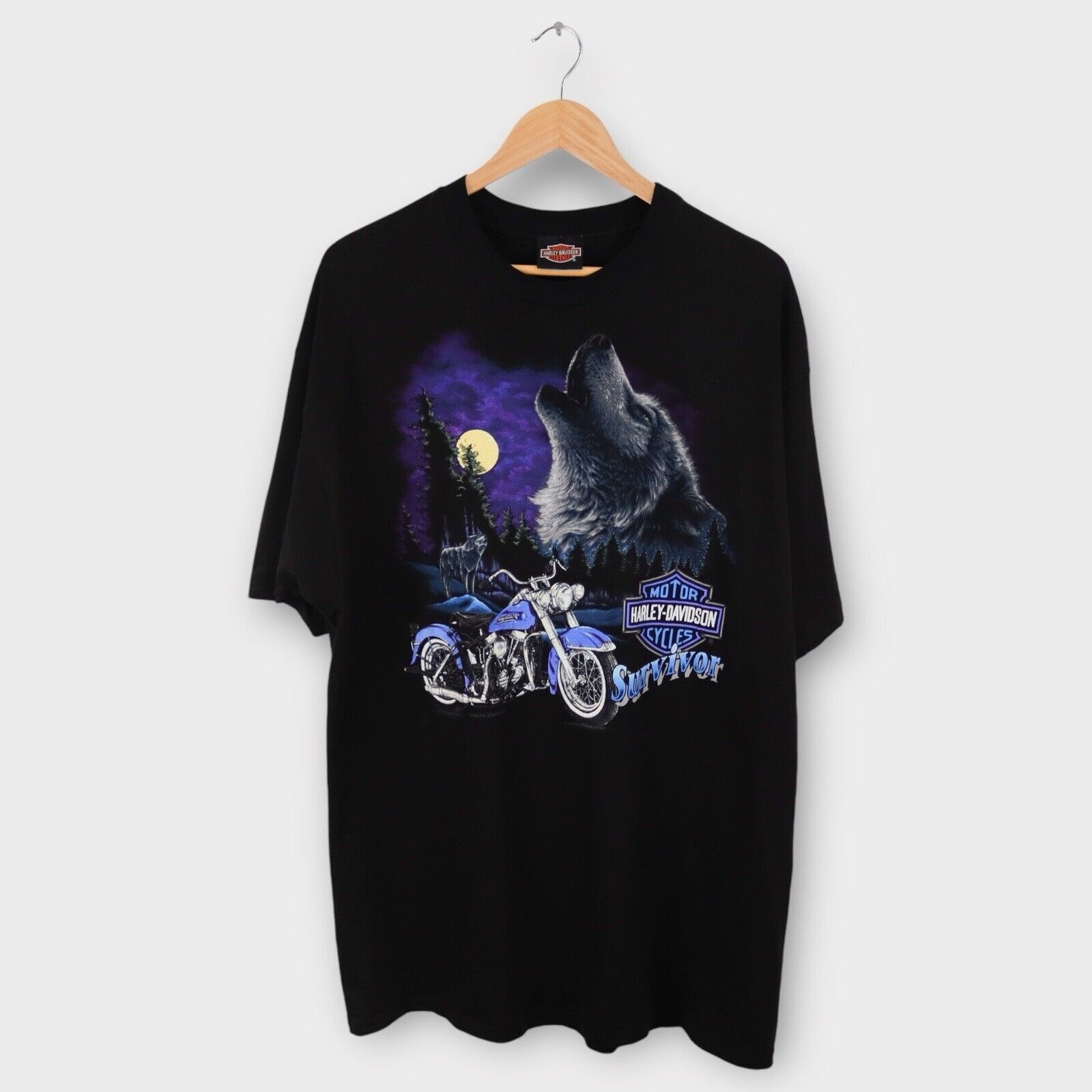 Vintage Harley Davidson T-Shirt Men's Size XL Single Stitch 90's Wolf Biker