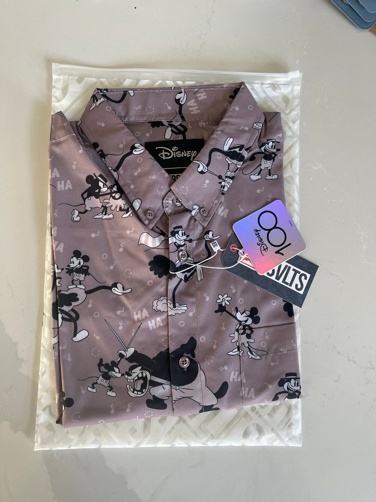 BRAND NEW RSVLTS Disney Mickey Saves the Day Button short Sleeve Shirt Adult XL