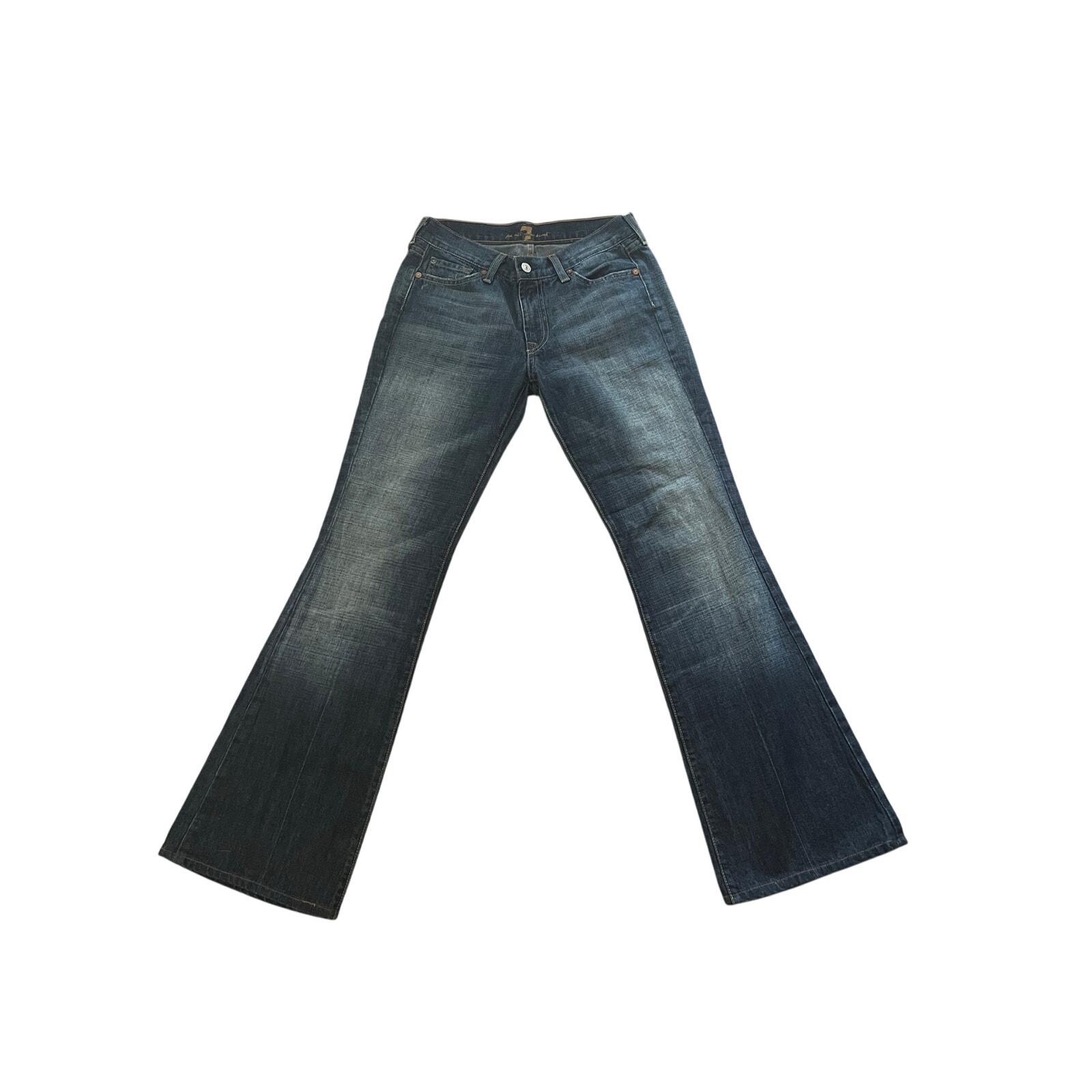 Vintage 7 for all Mankind Flare Denim Jeans USA Womens Sz 28 100% Cotton Y2K