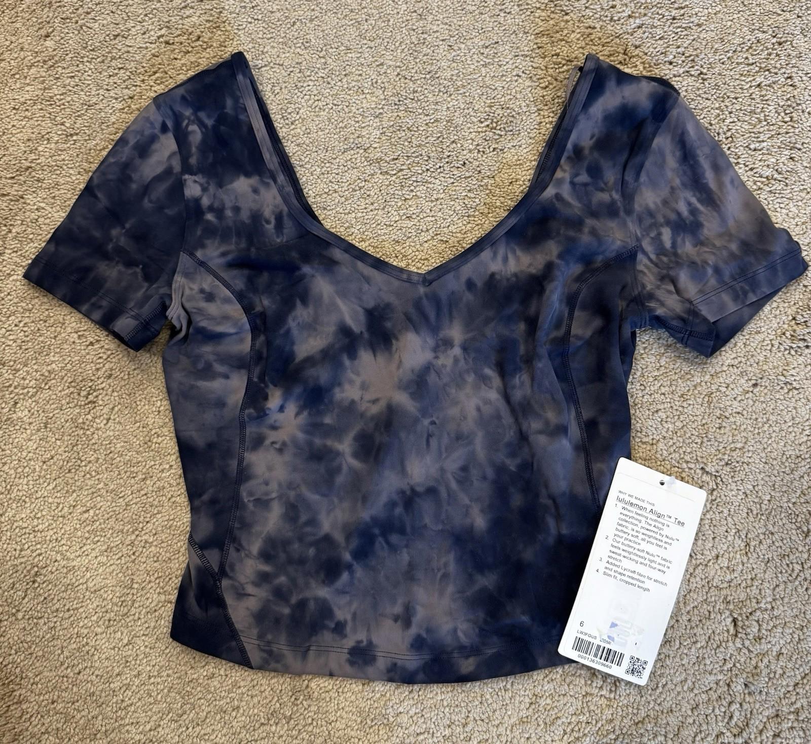 NWT Lululemon Align T Shirt Diamond Dye Lunar Rock True Navy DD5R Size 6
