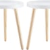 Round Side Table Set of 2, White Tray Nightstand Coffee End Table