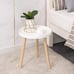Round Side Table Set of 2, White Tray Nightstand Coffee End Table