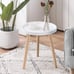 Round Side Table Set of 2, White Tray Nightstand Coffee End Table