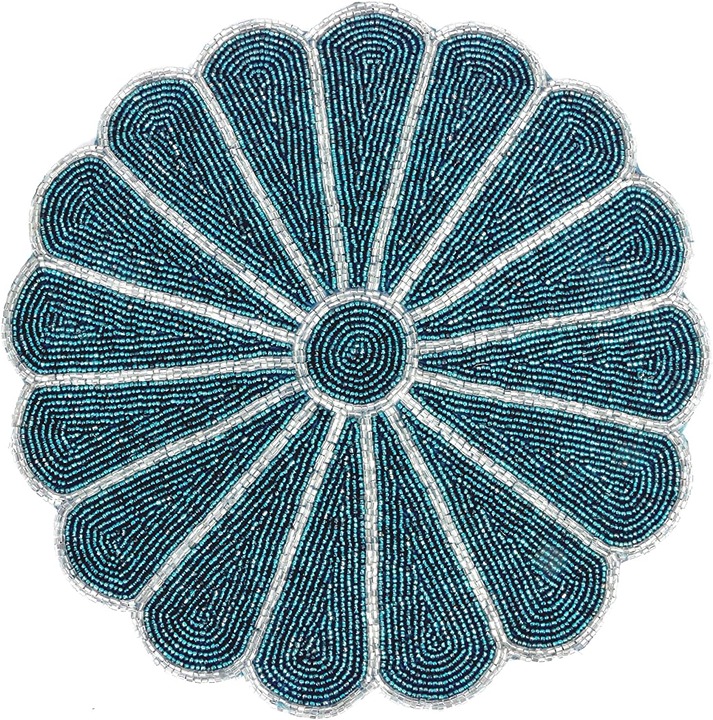 Glass Bead Placemat 13-Inch Silver Teal