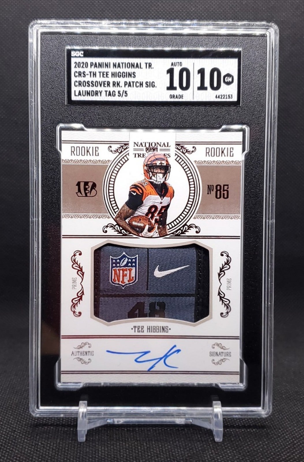 2020 Panini National Treasures Tee Higgins Crossover Laundry Tag RPA /5 SGC 10