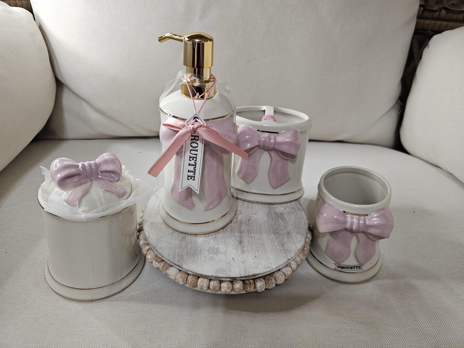 pirouette coquette pink bow bathroom set of 4 viral TikTok