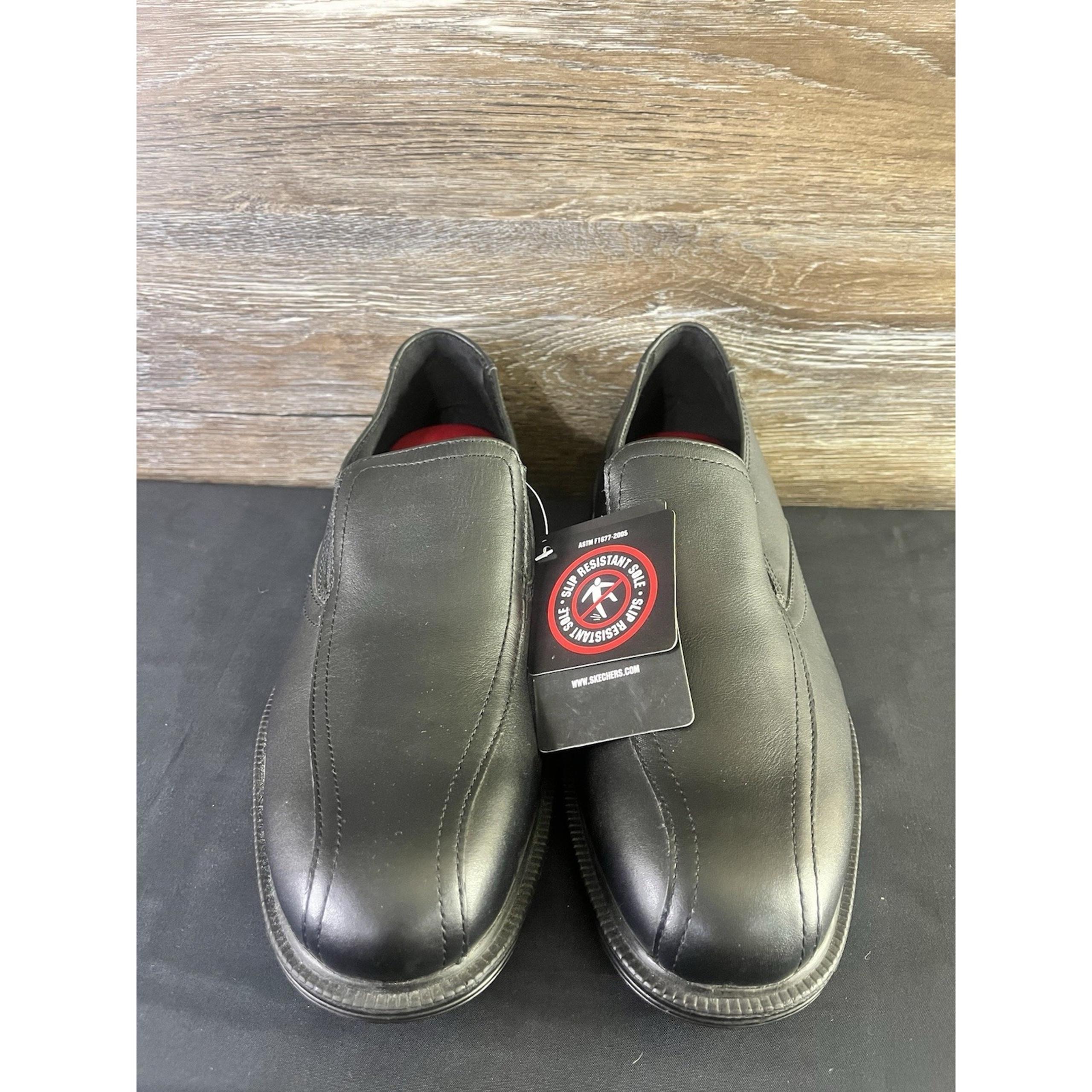 Skechers 77076 Work Relaxed Fit Gretna Slip Resistant EH Black Leat Man Size 9