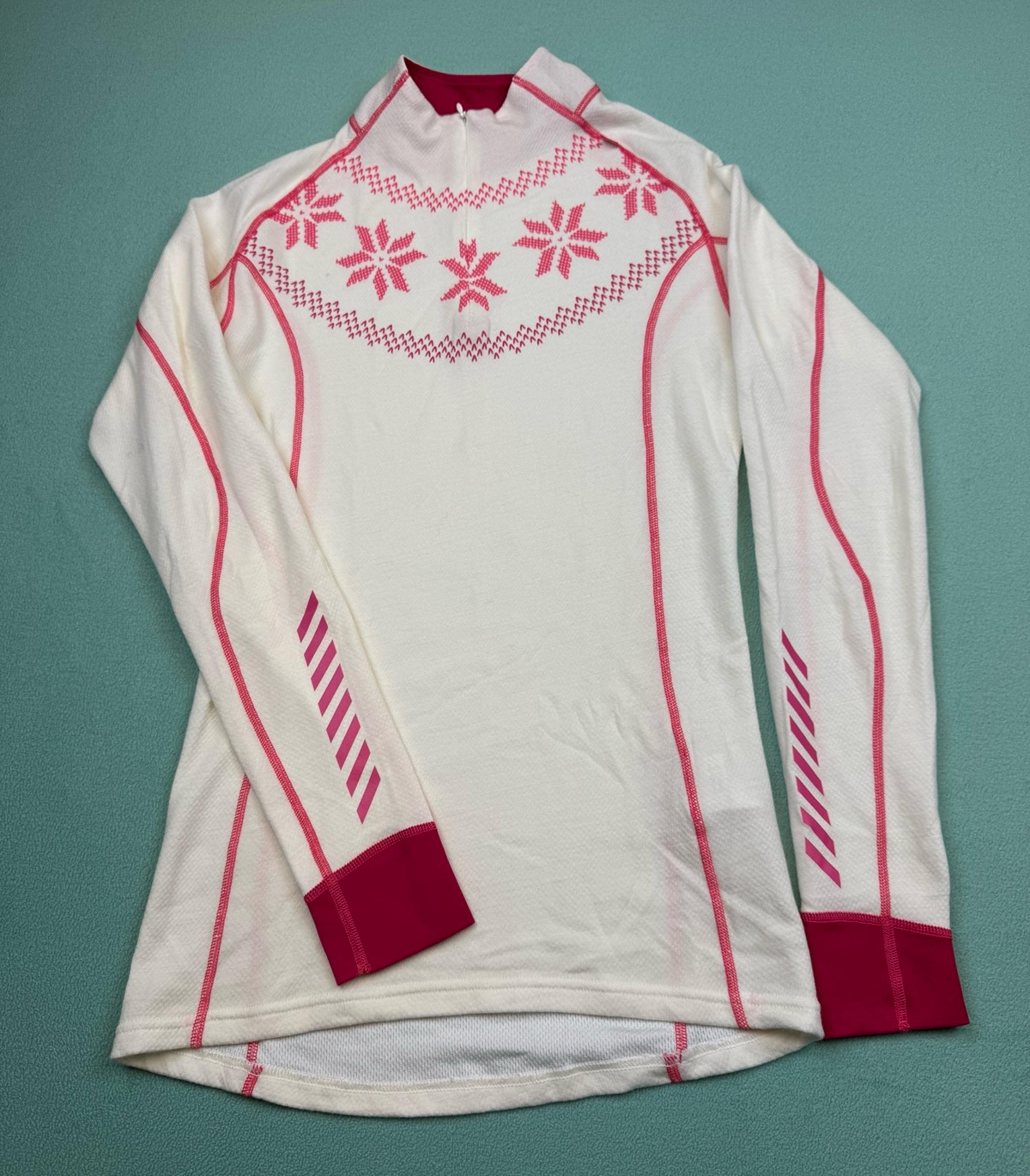 NWT Jelly Hansen Warm Freeze 1/2 Zip Base Layer Top Women’s L White/ Magenta Lon