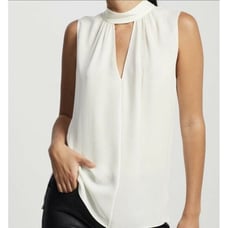 THEORY 275 Ivory 100% Silk NECK BAND SHELL NWT top women blouse