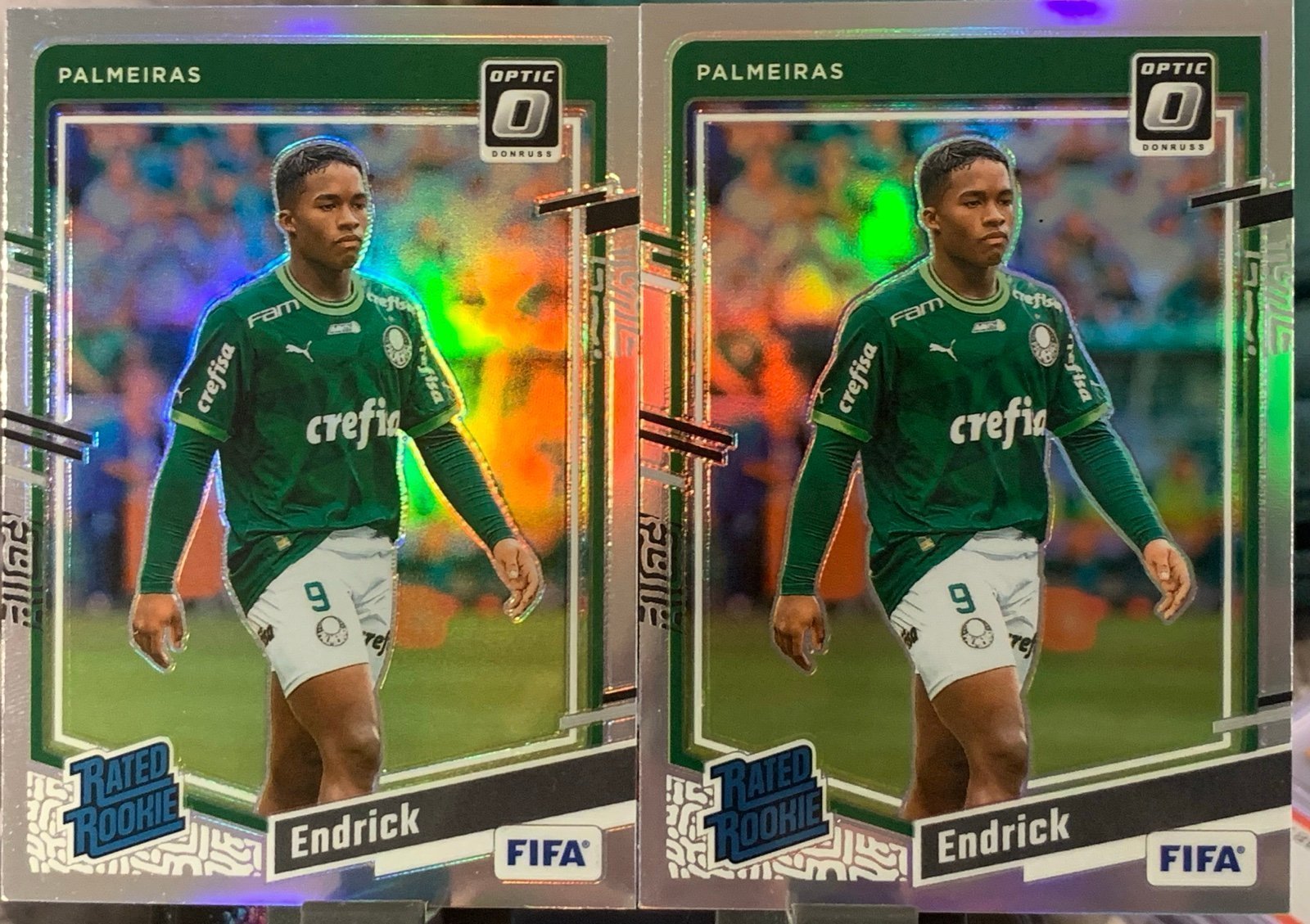 LOT of 2 / 2023-24 Panini Donruss Optic Soccer FIFA Endrick RC Rated Rookie Holo