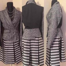 Halogen Pleated Skirt in Grey/Black