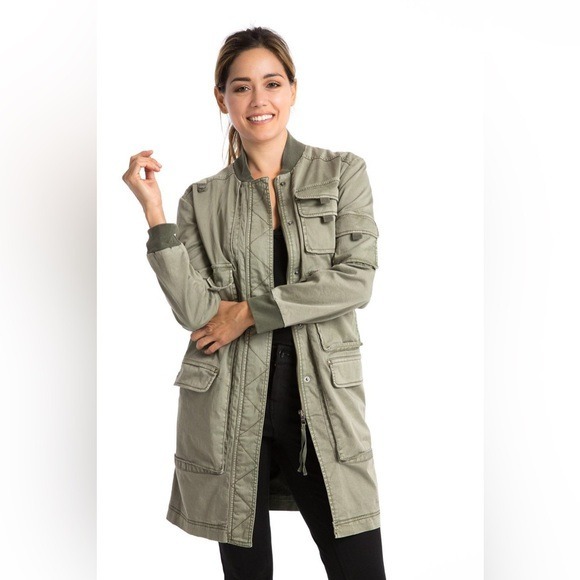 Marrakech Anthropologie Army Green Molli Long Cargo Utility Jacket Women’s XS 2