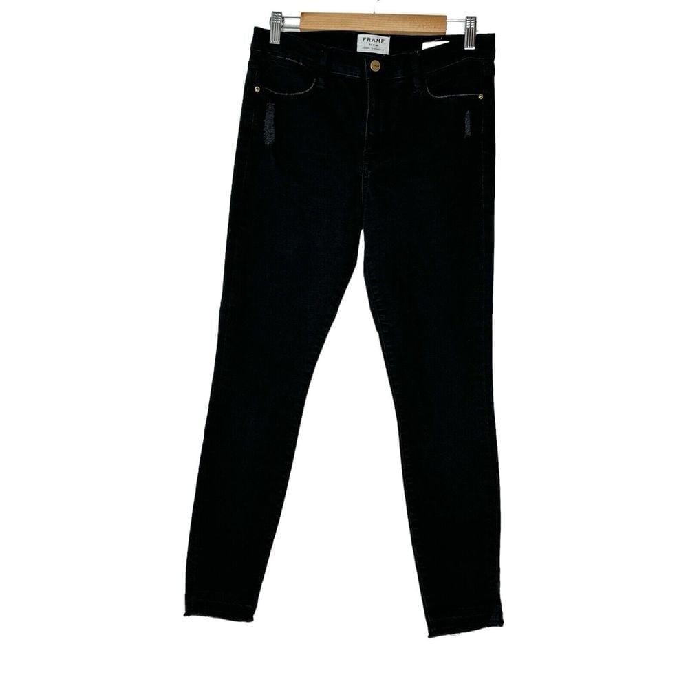 Frame Women Size 28 Le High Skinny Ankle Black Jeans Inseam 27