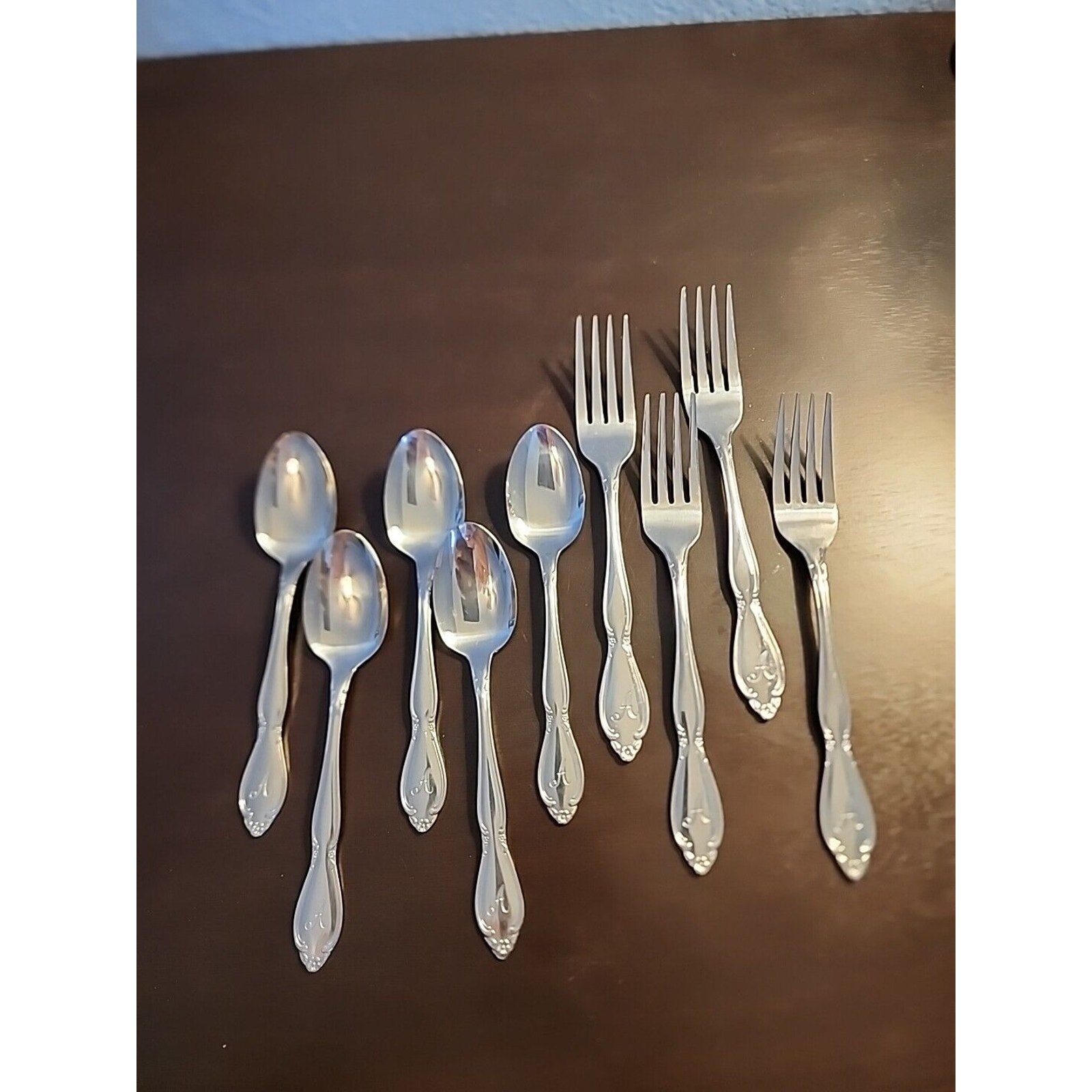 8 Pc. Customcraft Stainless Korea Monogram A Table Spoons Salad Dessert Fork