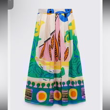 Zara maxi skirt full voluminous skirt printed abstract colorful high rise medium