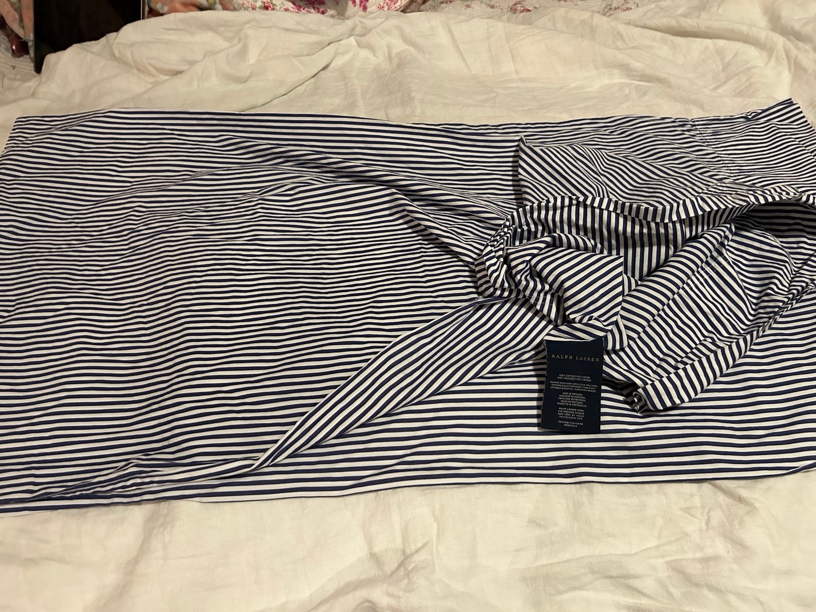 Pair Ralph Lauren Blue Striped Pillow cases. KING excellent condition