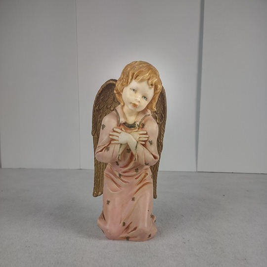 Vintage Lello Kneeling Angel Figurine Large Gold Wings Italy 5501 8 inches Tall
