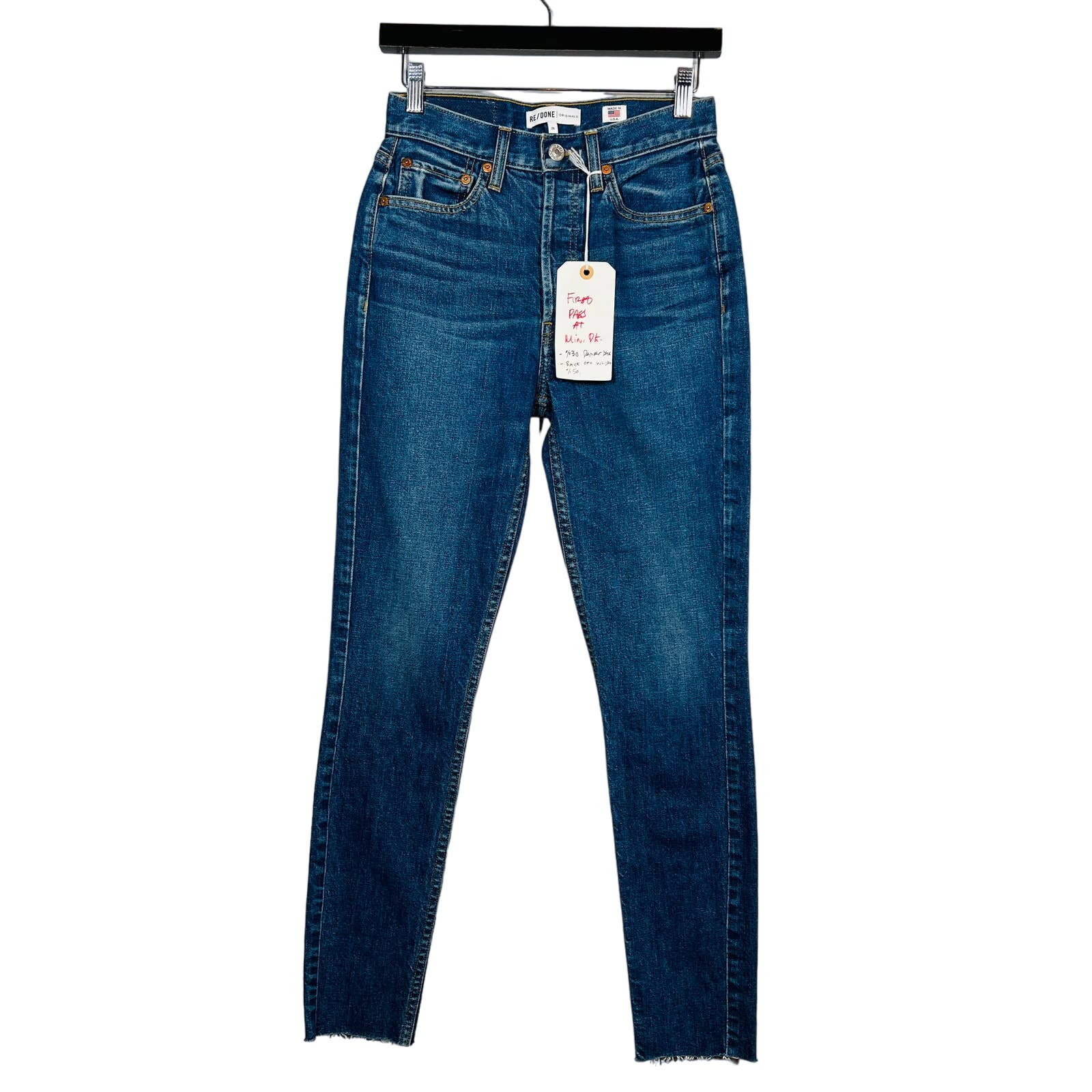 NEW! RE/DONE Levi Strauss Selvedge Denim Button Hi Rise Ankle Dark Wash Blue- 25