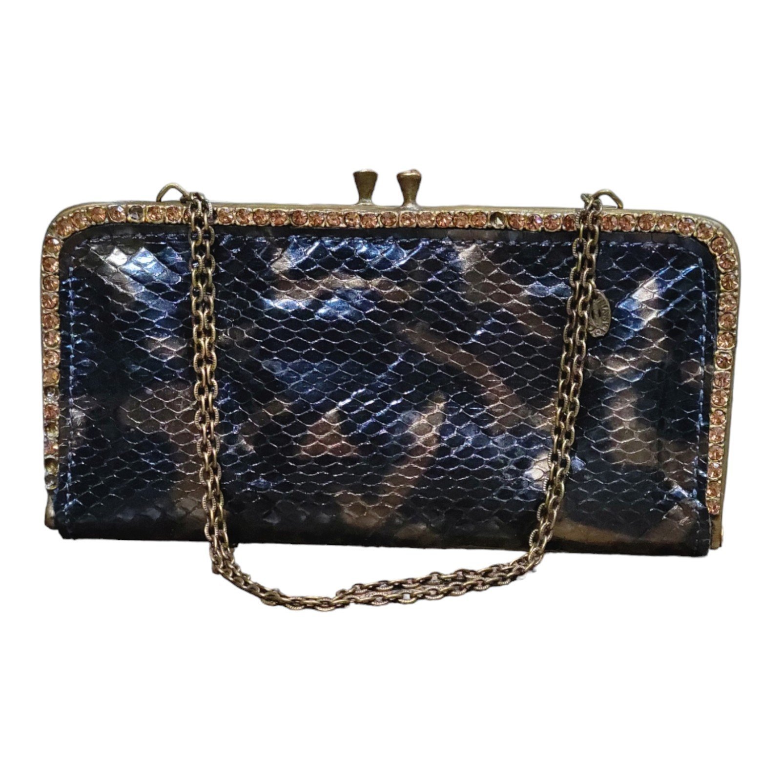 CLARA KASAVINA CRYSTAL STUD PYTHON HANDBAG/CLUTCH