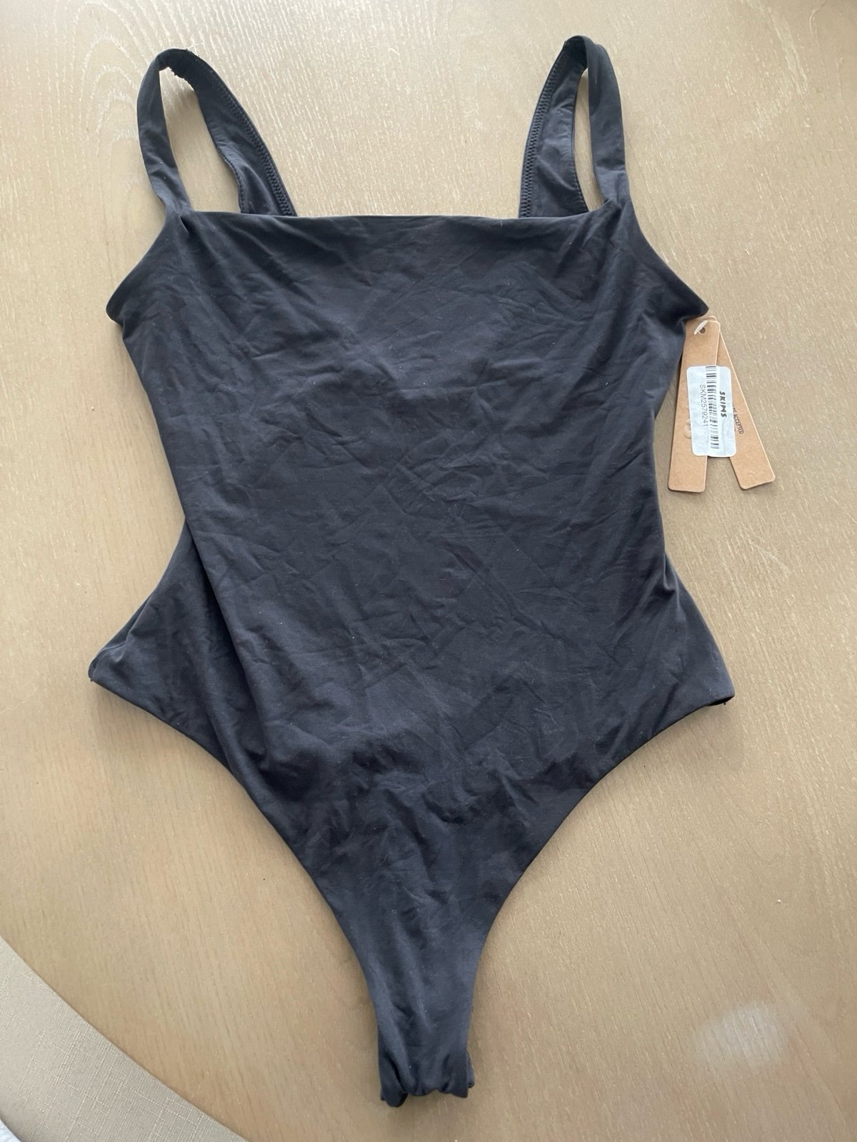 SKIMS Small Fits Everybody Square Neck Bodysuit in Onyx