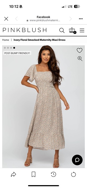 Pinkblush Ivory Floral Smocked Maternity Maxi Dress