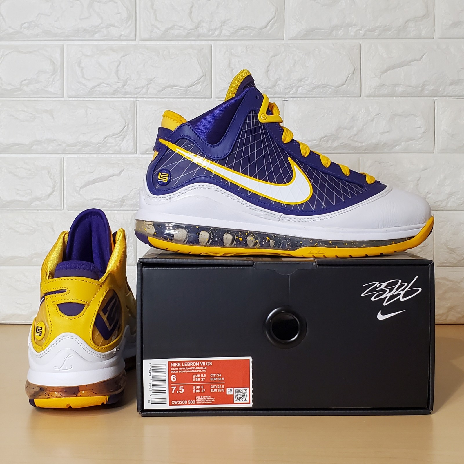 Nike Lebron 7 VII QS Media Day LA Mens Size 6 Purple White Yellow CW2300-500