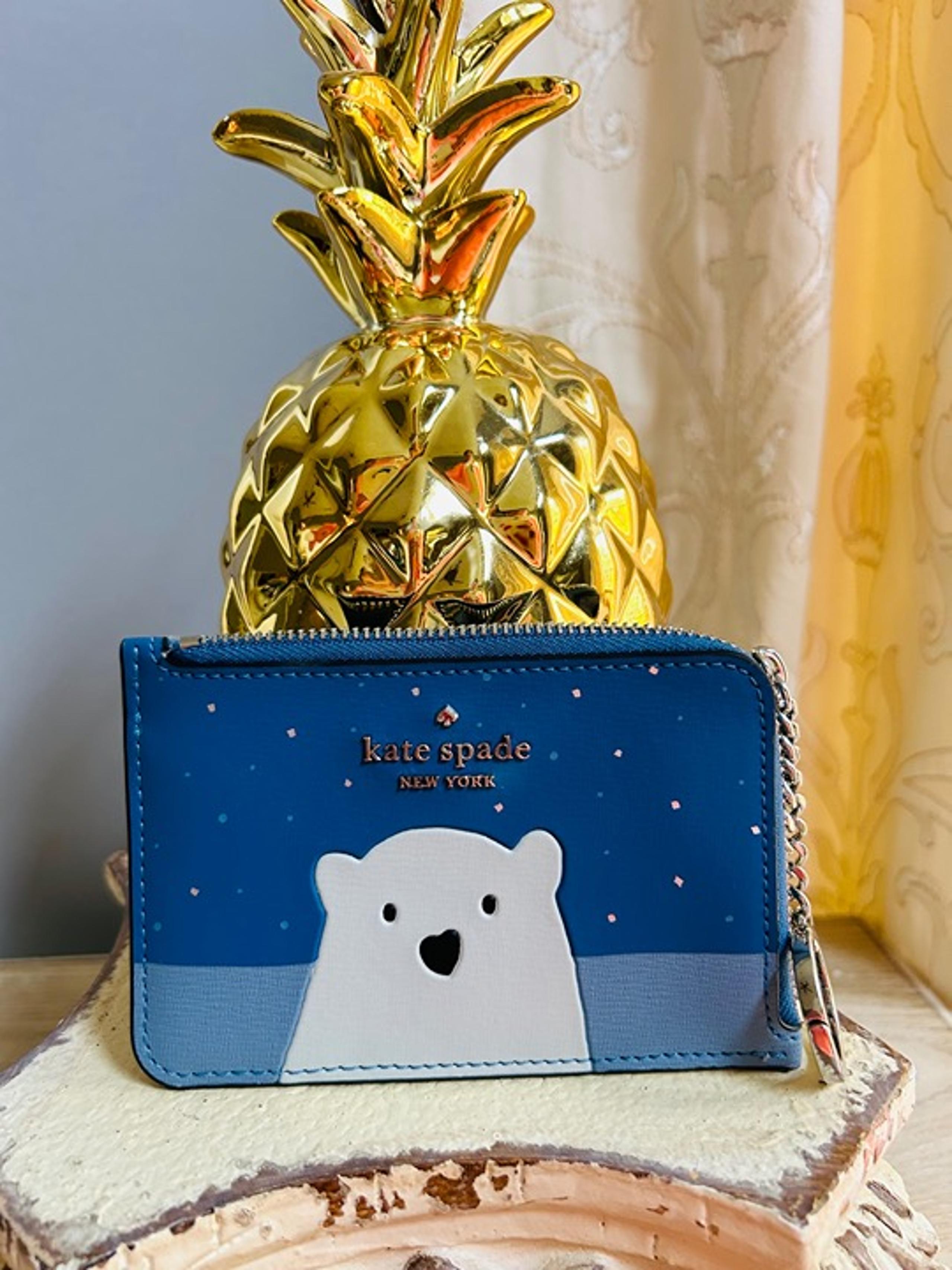 ❤️ Kate Spade POLAR BEAR Medium L-zip Card/Coin/Key Holder ❤️