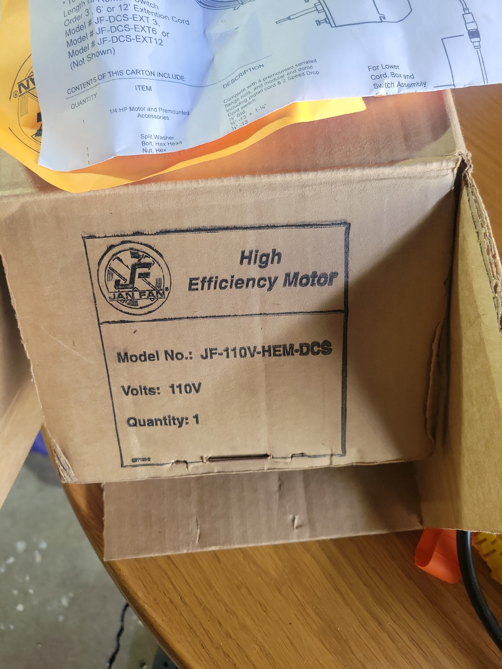 Brand new Jan fan industrial fan motor