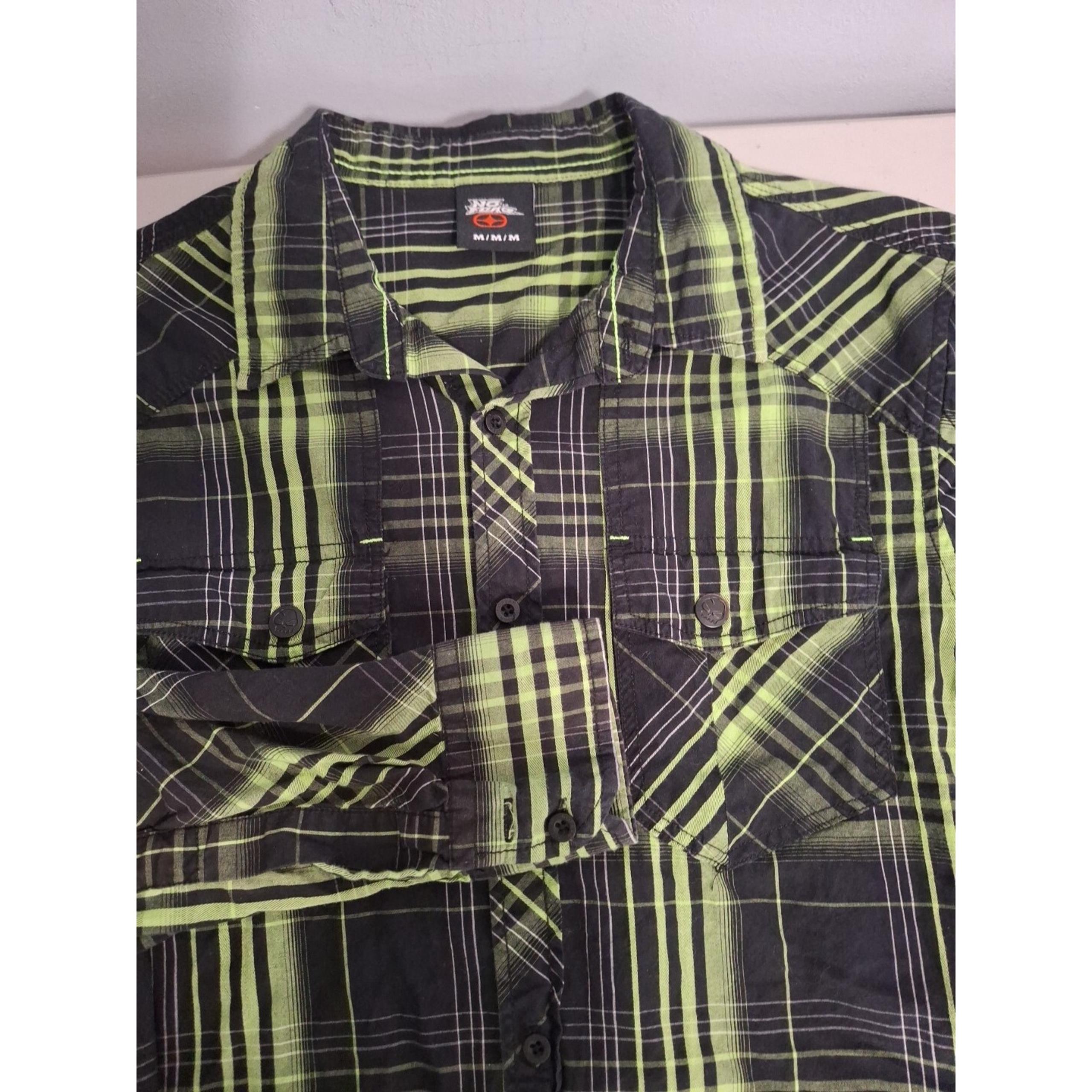No Fear Men's  Size Medium M Long Sleeve Plaid Button Up Shirt